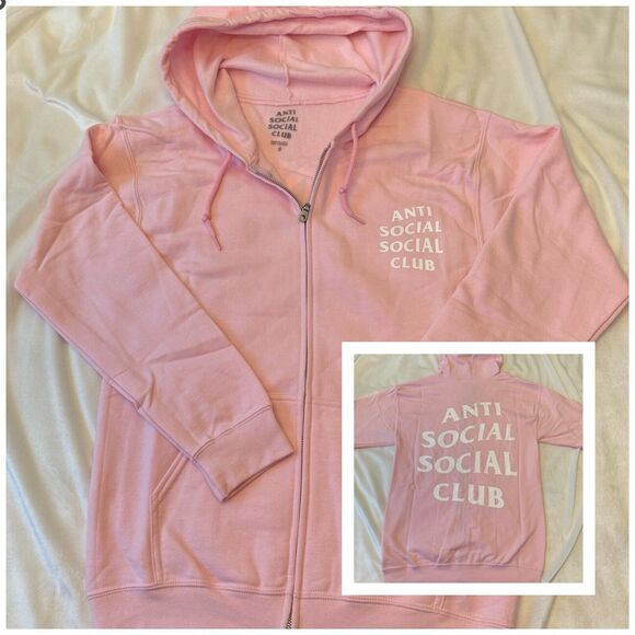 Anti Social Social Club Know You Better Pink Zip Up Hoodie - Picture 1 of 8